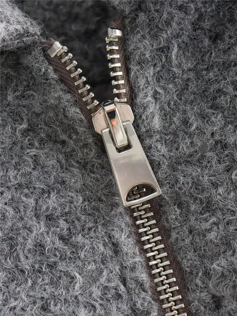 Коротка вовняна куртка Silver Basic Жіноча Повсякденна на блискавці, фото №5 Коротка вовняна куртка Silver Basic Жіноча Повсякденна на блискавці, фото №5