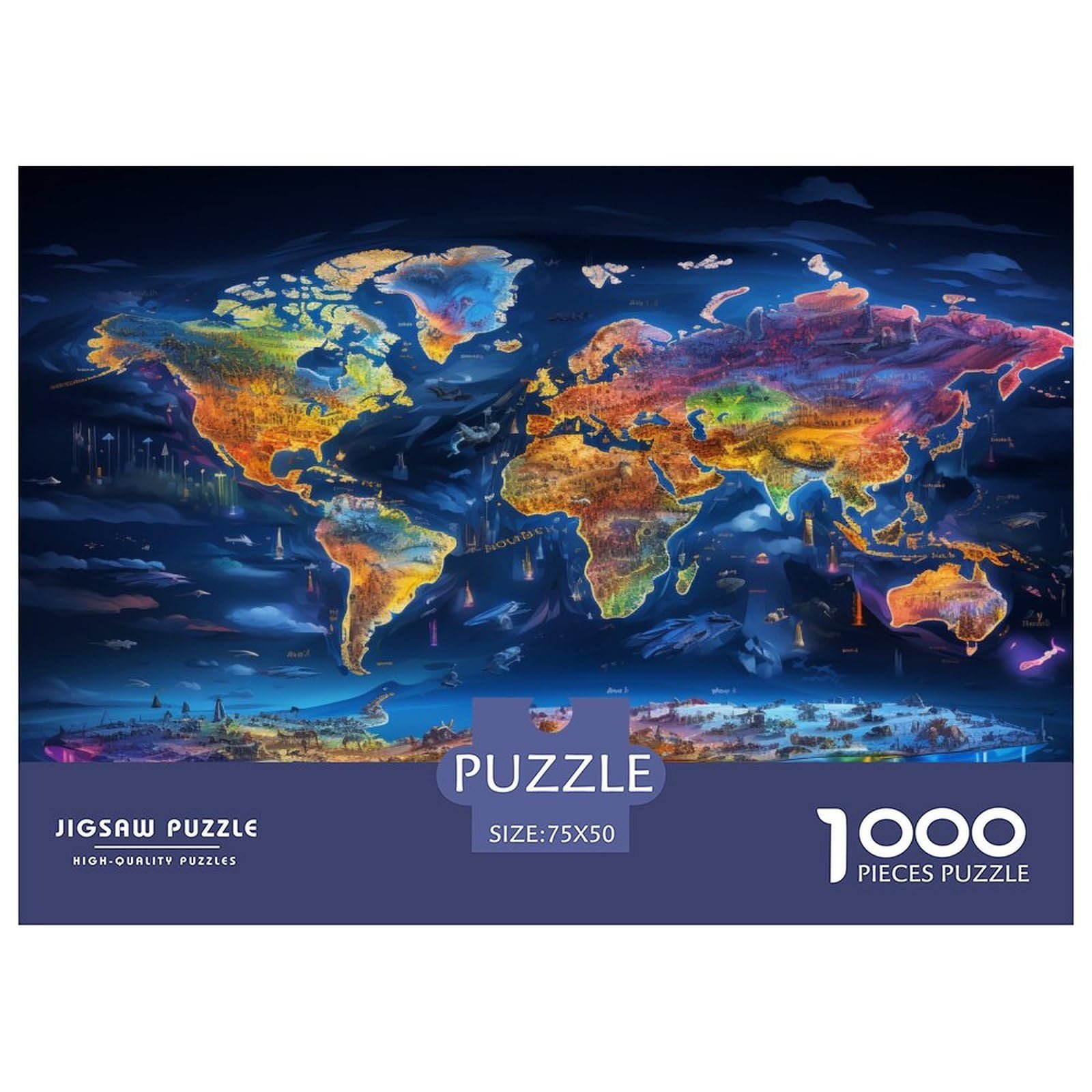 Пазл World Map 1000 деталей с шаблоном (75 x 50 см), фото №2