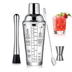 Стеклянный коктейльный шейкер из нержавеющей стали с герметичной крышкой Boston Shaker Martini Shaker - Фото 1