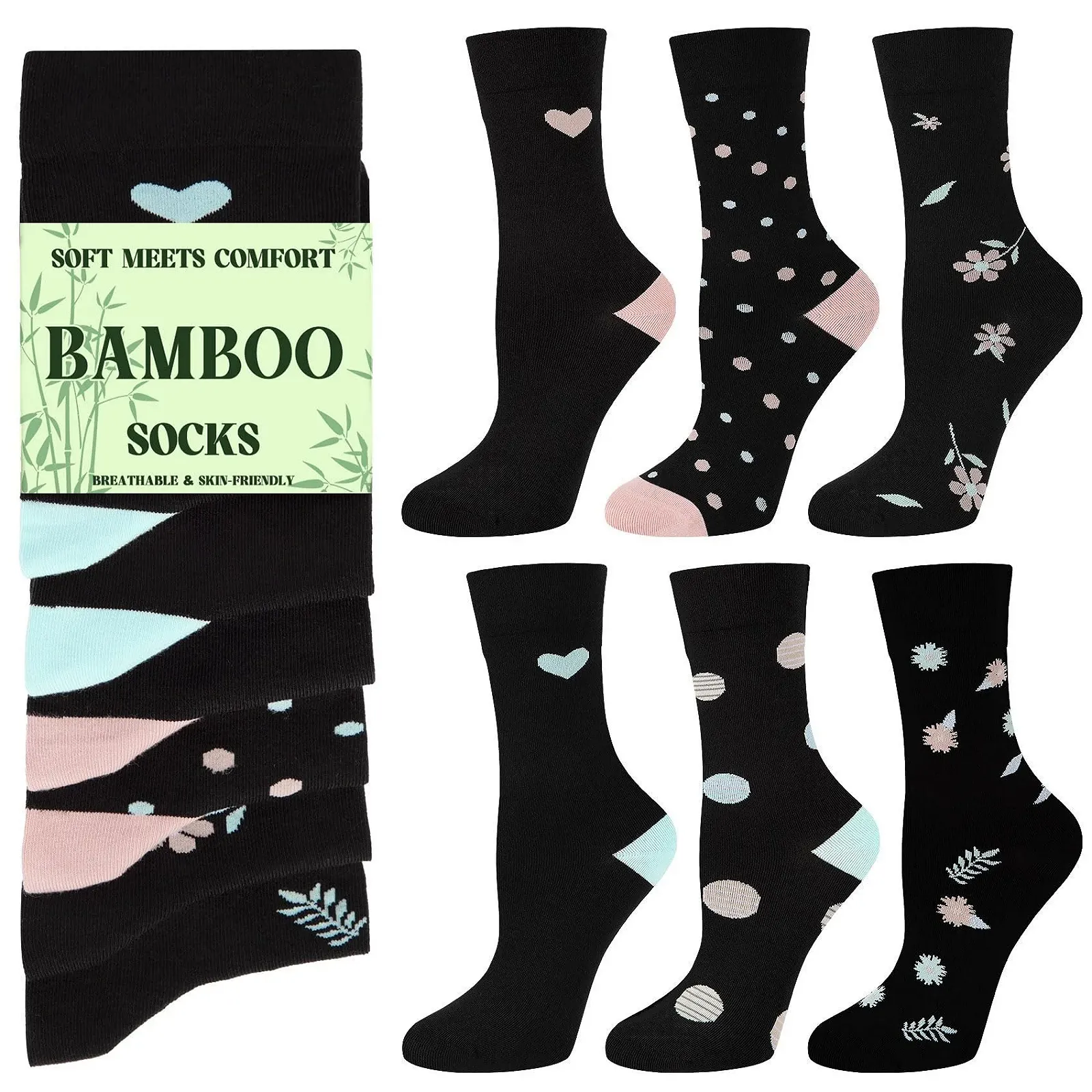 Носки из бамбука Женские Цветные Дышащие - 6 пар, фото №1