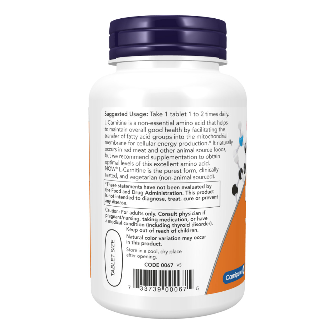 Carnitine Tartrate 1000mg 100 tabs, фото №3