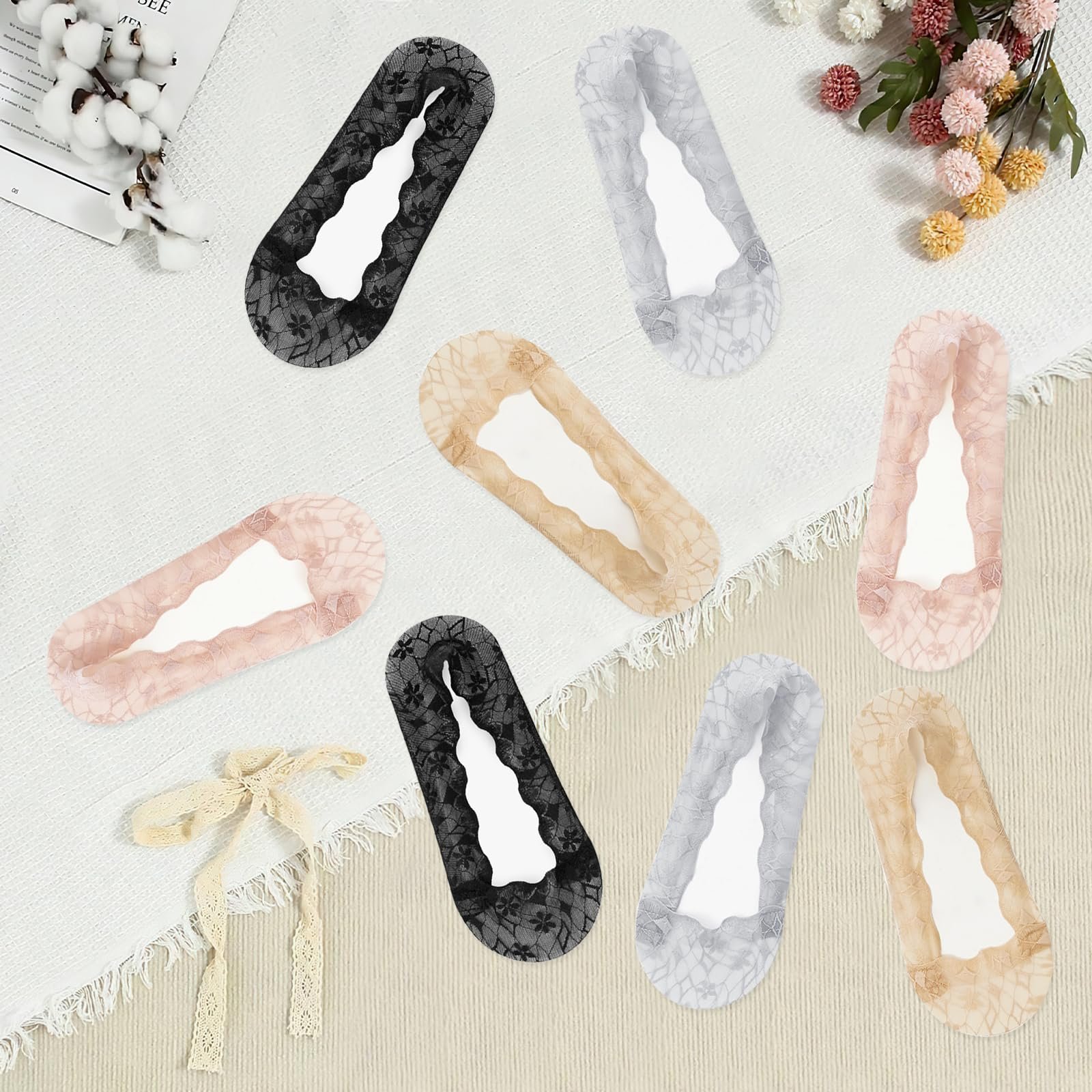 Балетки носки женские кружевные, 35-39, фото №6