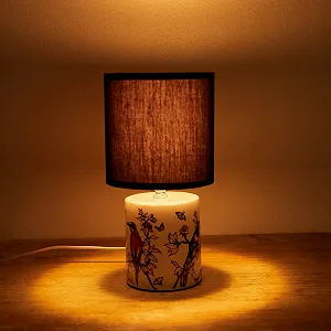 Настільна лампа BRUBAKER Asian Bird Керамічна основа 29.5 см Білий/Чорний synthetic.ua - Фото 1