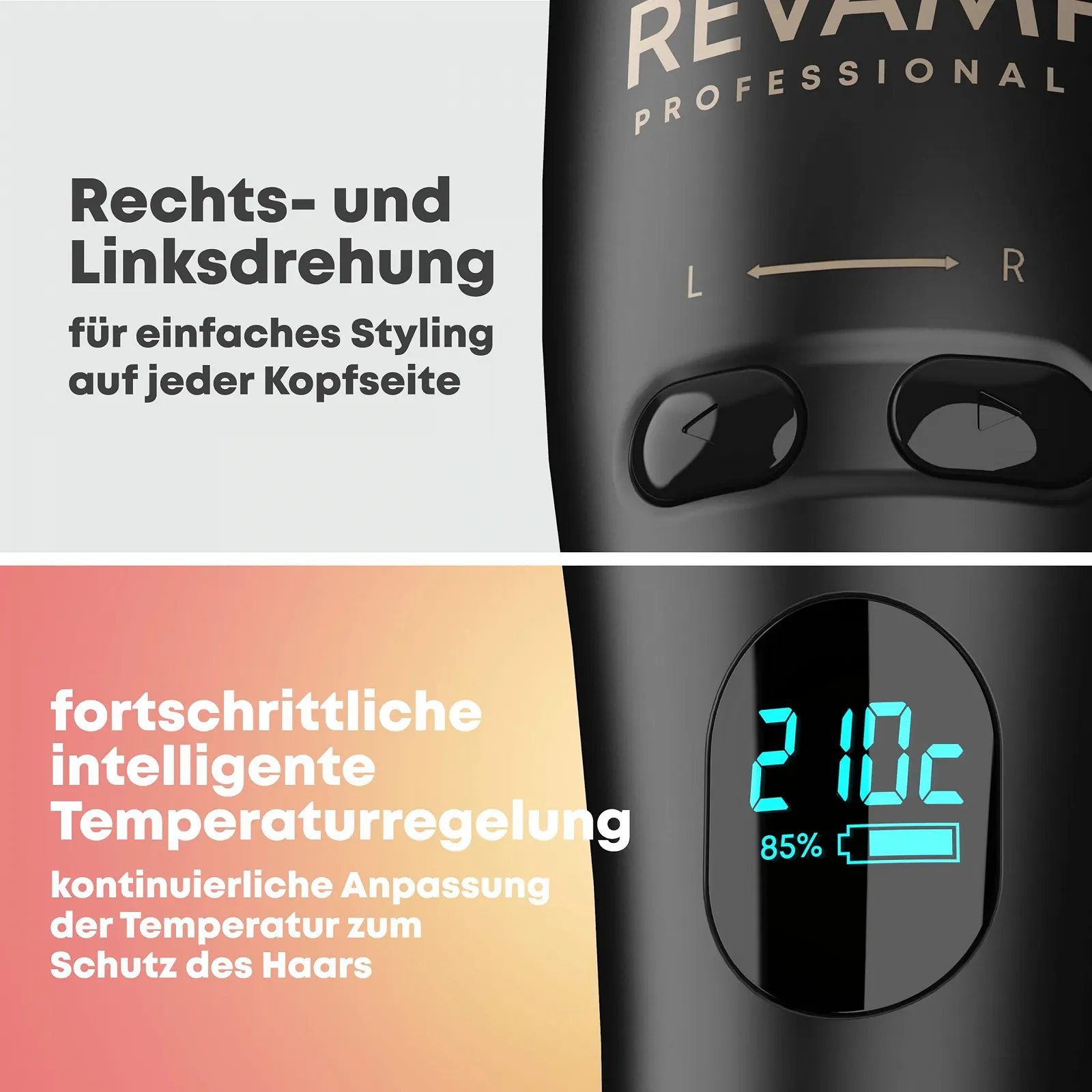 Беспроводная автоматическая плойка REVAMP iGEN Hollywood Curl вращающаяся 150-210 °C Керамика Ионизация, фото №4 Беспроводная автоматическая плойка REVAMP iGEN Hollywood Curl вращающаяся 150-210 °C Керамика Ионизация, фото №4