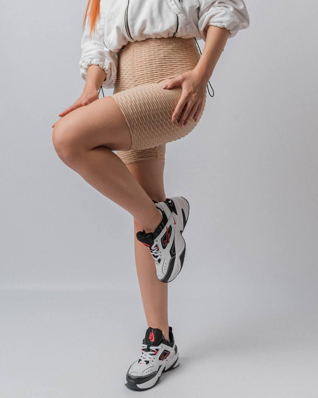 Женские кроссовки Nike M2K Tekno Premium черно белые кожаные кросы найк текно демисезонная обувь, фото №7