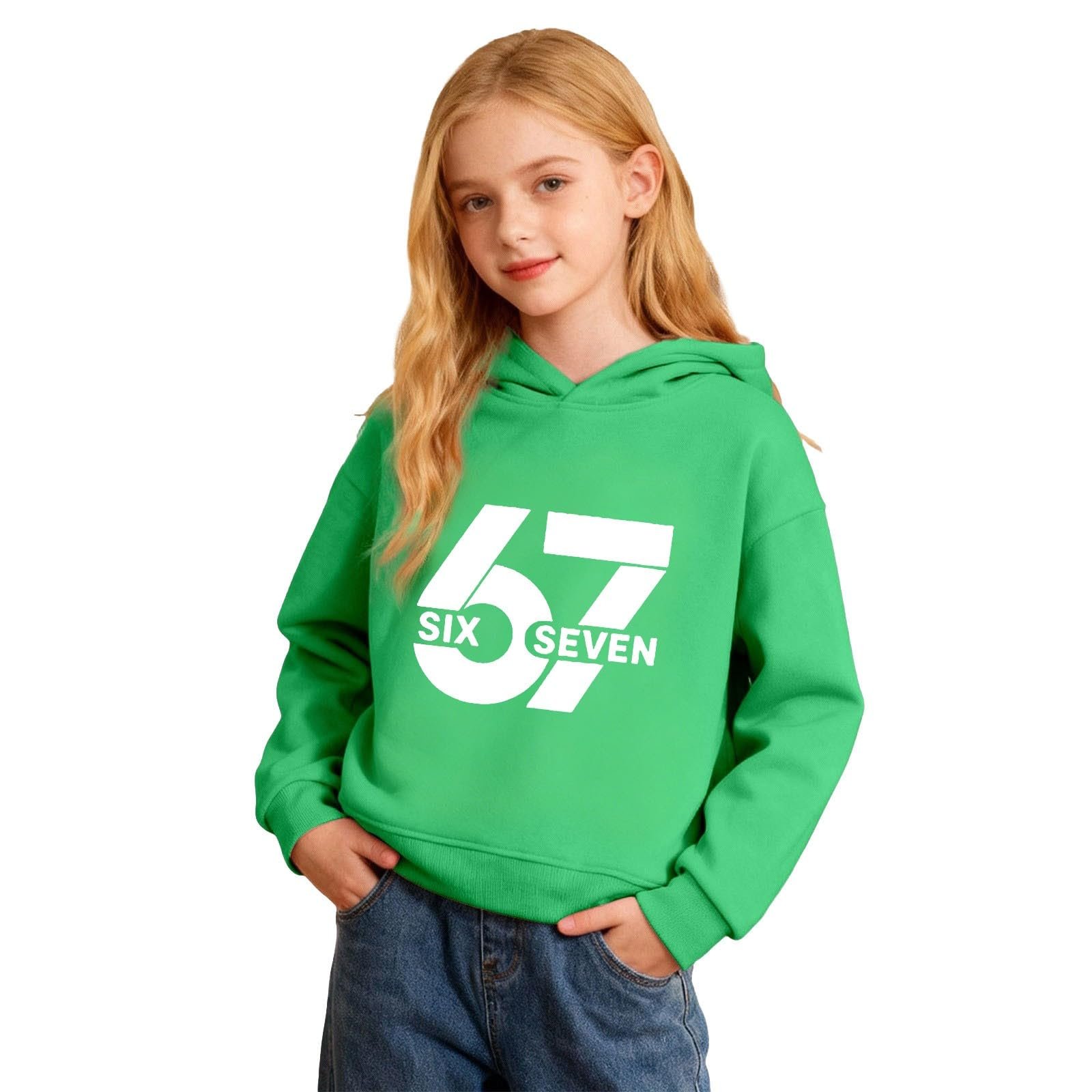 Пуловер 67 Kids С принтом мультяшек Классический 6 7 Meme Длинный рукав Retro Festival Одежда для мальчиков, фото №3