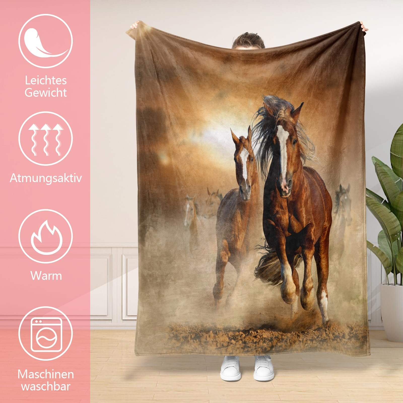 Одеяло с лошадиным мотивом, 130 x 150 см, Мягкая фланель, Пушистое и теплое, Одеяло с 3D узором лошади как одеяло для дивана, одеяло для кровати (B, 130 x 150 см), фото №3 Одеяло с лошадиным мотивом, 130 x 150 см, Мягкая фланель, Пушистое и теплое, Одеяло с 3D узором лошади как одеяло для дивана, одеяло для кровати (B, 130 x 150 см), фото №3