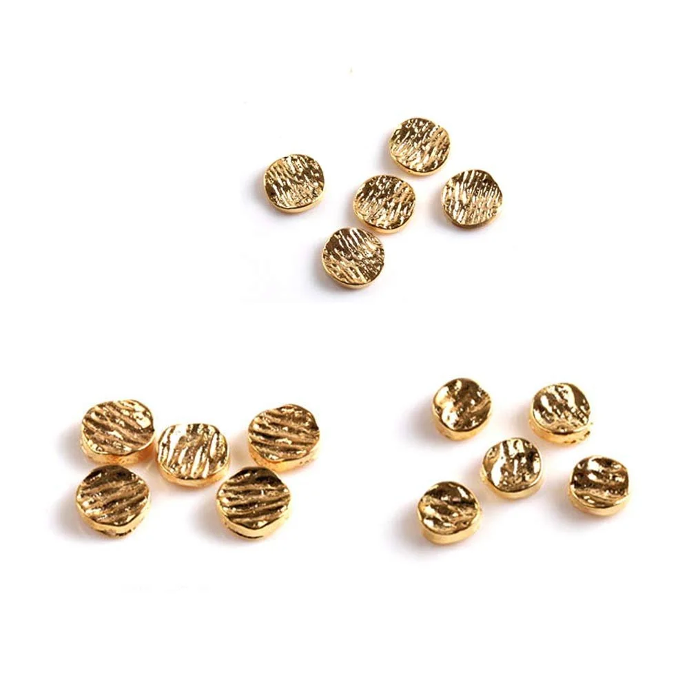 Металлические заклепки для ногтей круглые 3D золотые, 30 шт, фото №1