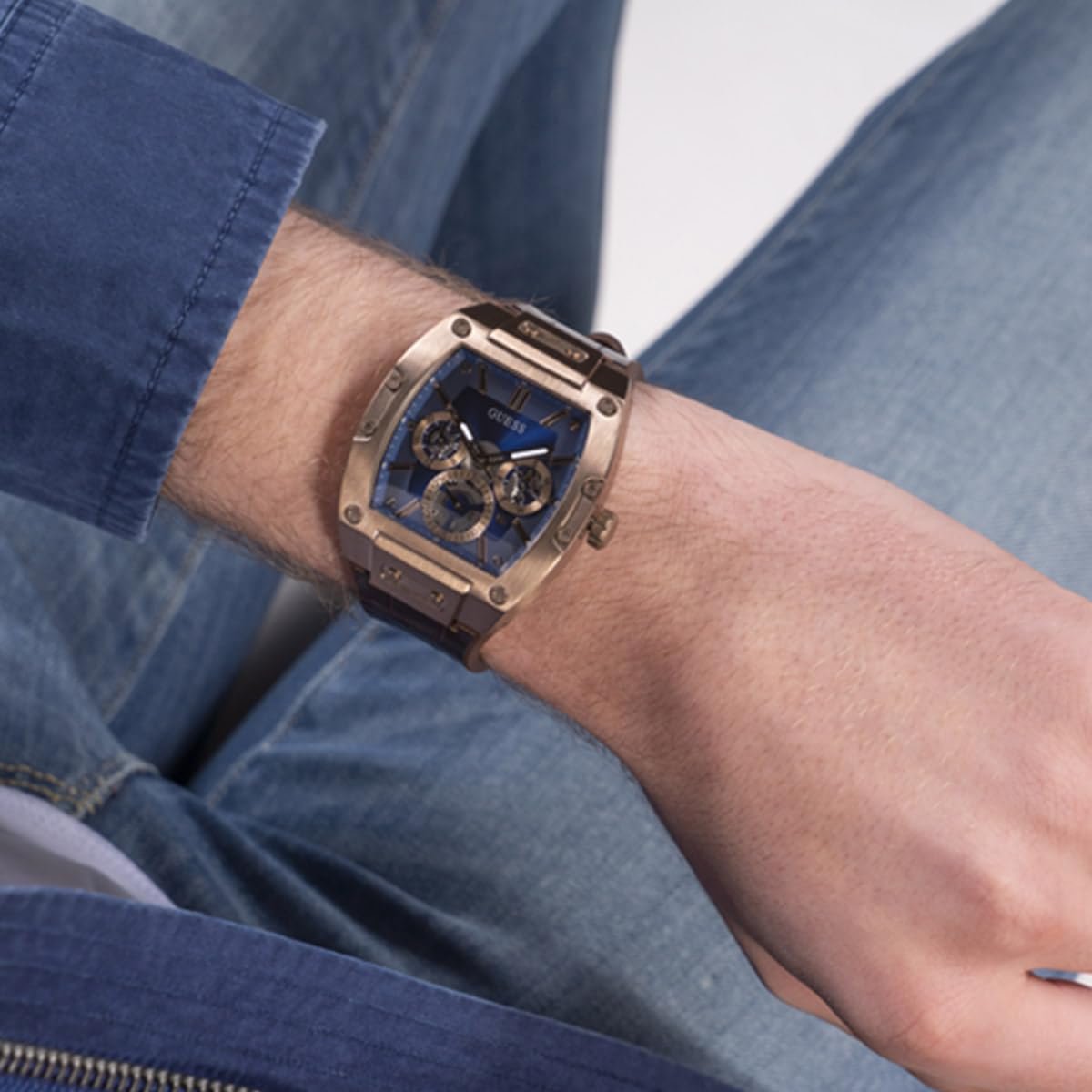 Аналоговий годинник Guess GW0202G2, Різнокольоровий, 43, смужки, фото №7