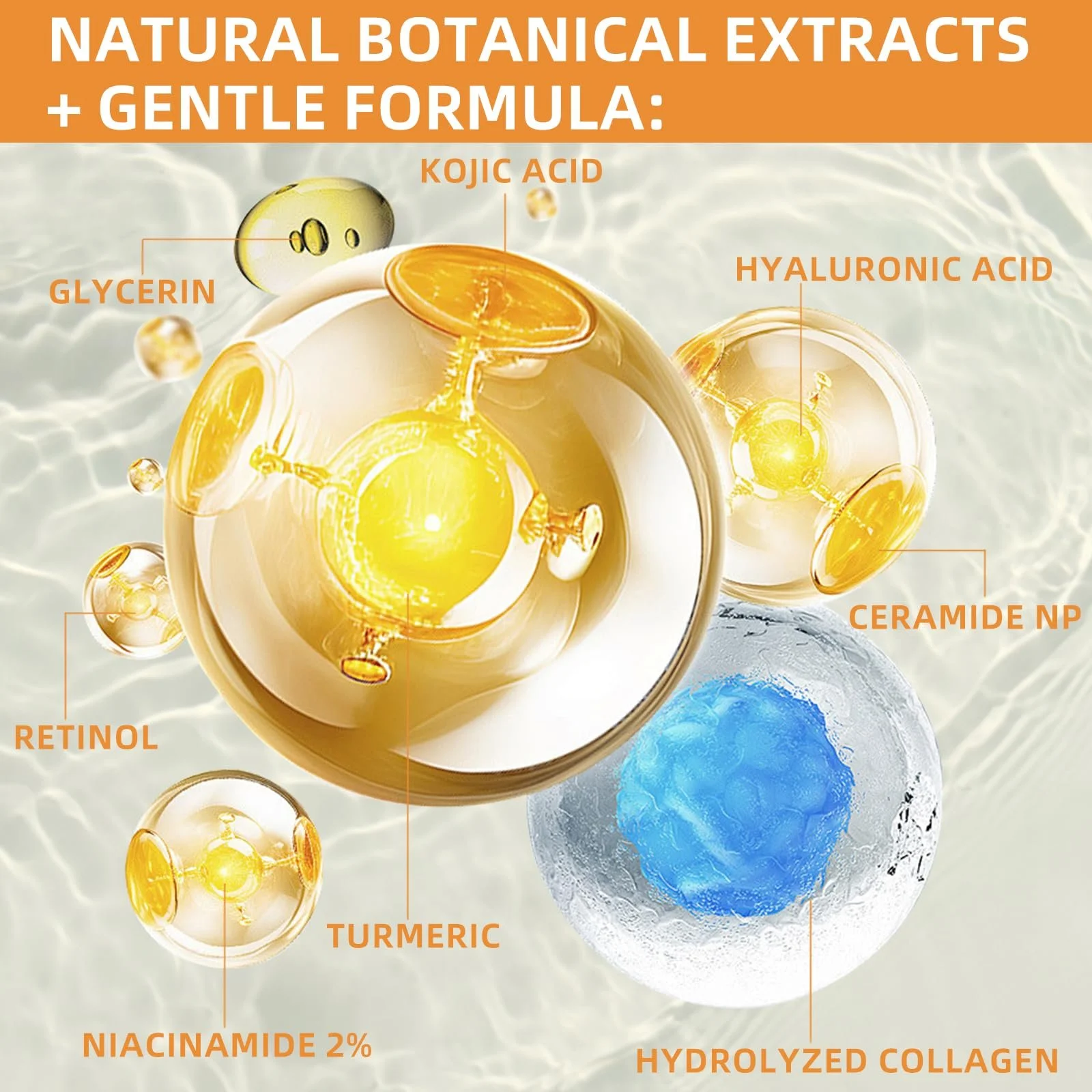 Маска для обличчя з койєвою кислотою та куркумою, 6 шт, для освітлення, пружності, проти старіння, фото №3