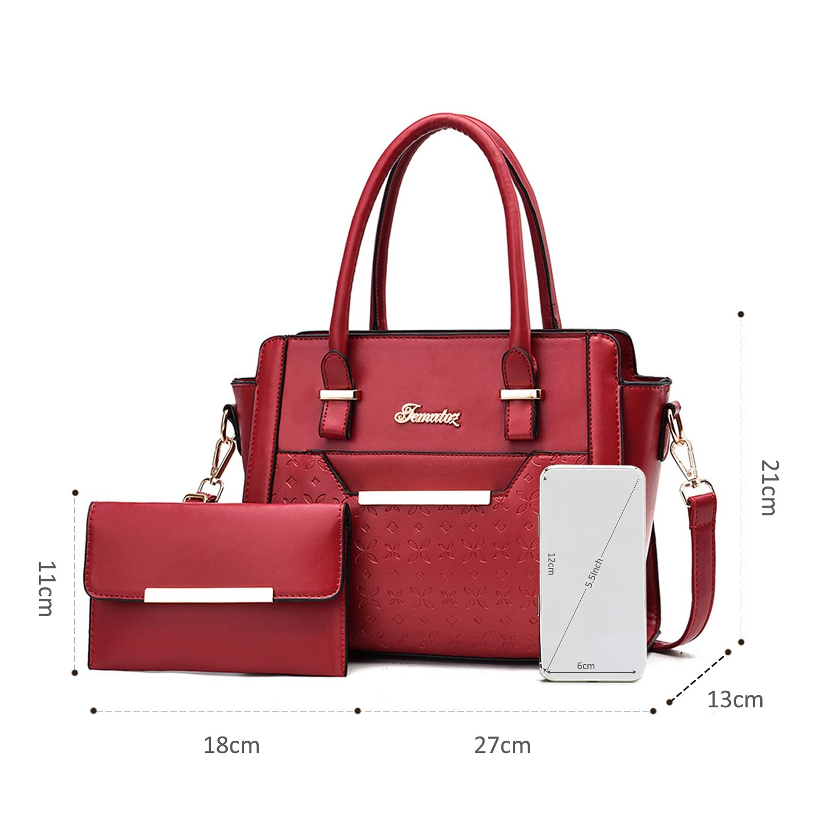 Сумка с ручками NICOLE & DORIS Большая Сумка на плечо Элегантная Сумка для покупок Кожаная Сумка 2 шт., фото №6