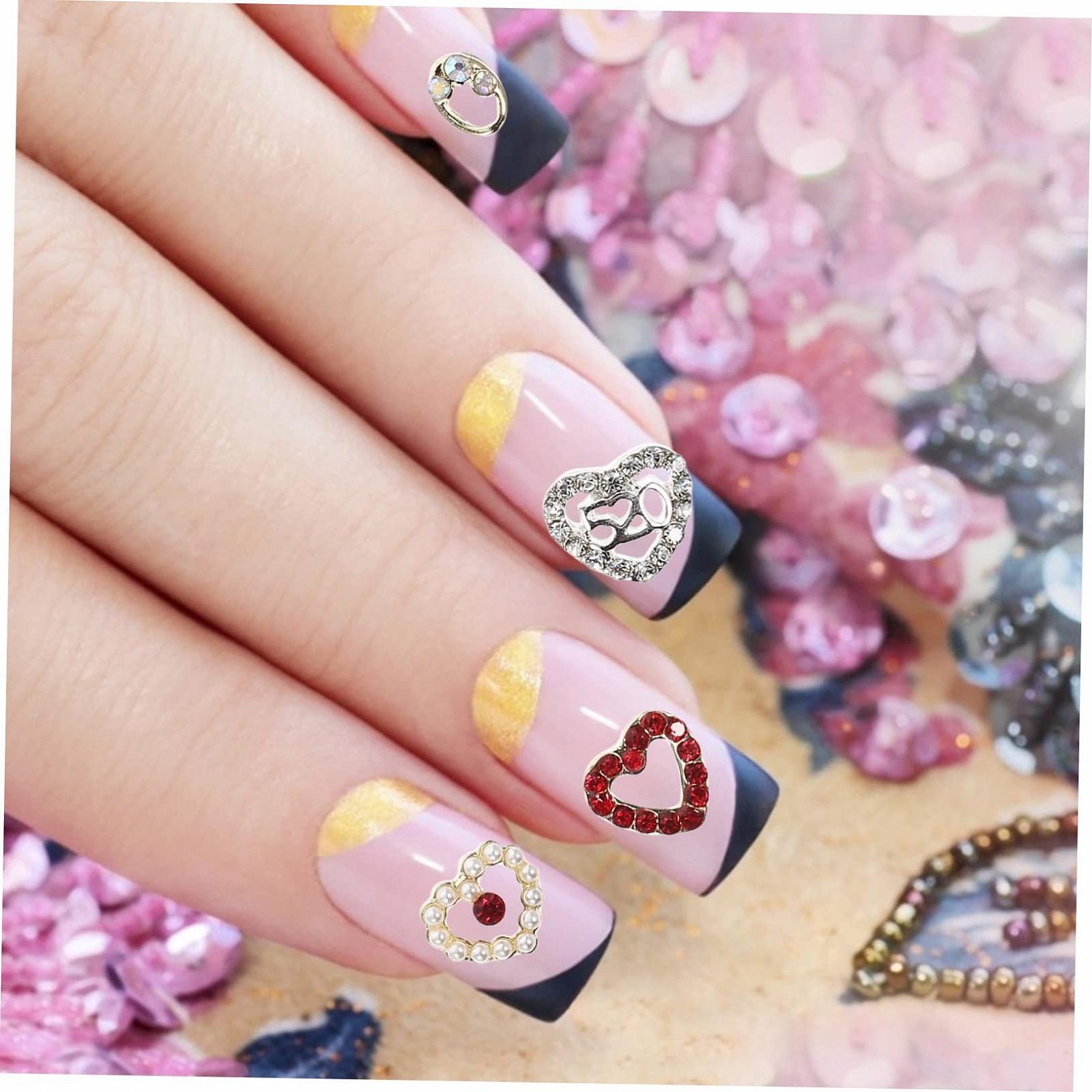 Украшения для ногтей в форме сердца FRCOLOR 120 шт. Блестящие стразы для маникюра на День Святого Валентина для нейл-арта и творческих поделок, фото №7