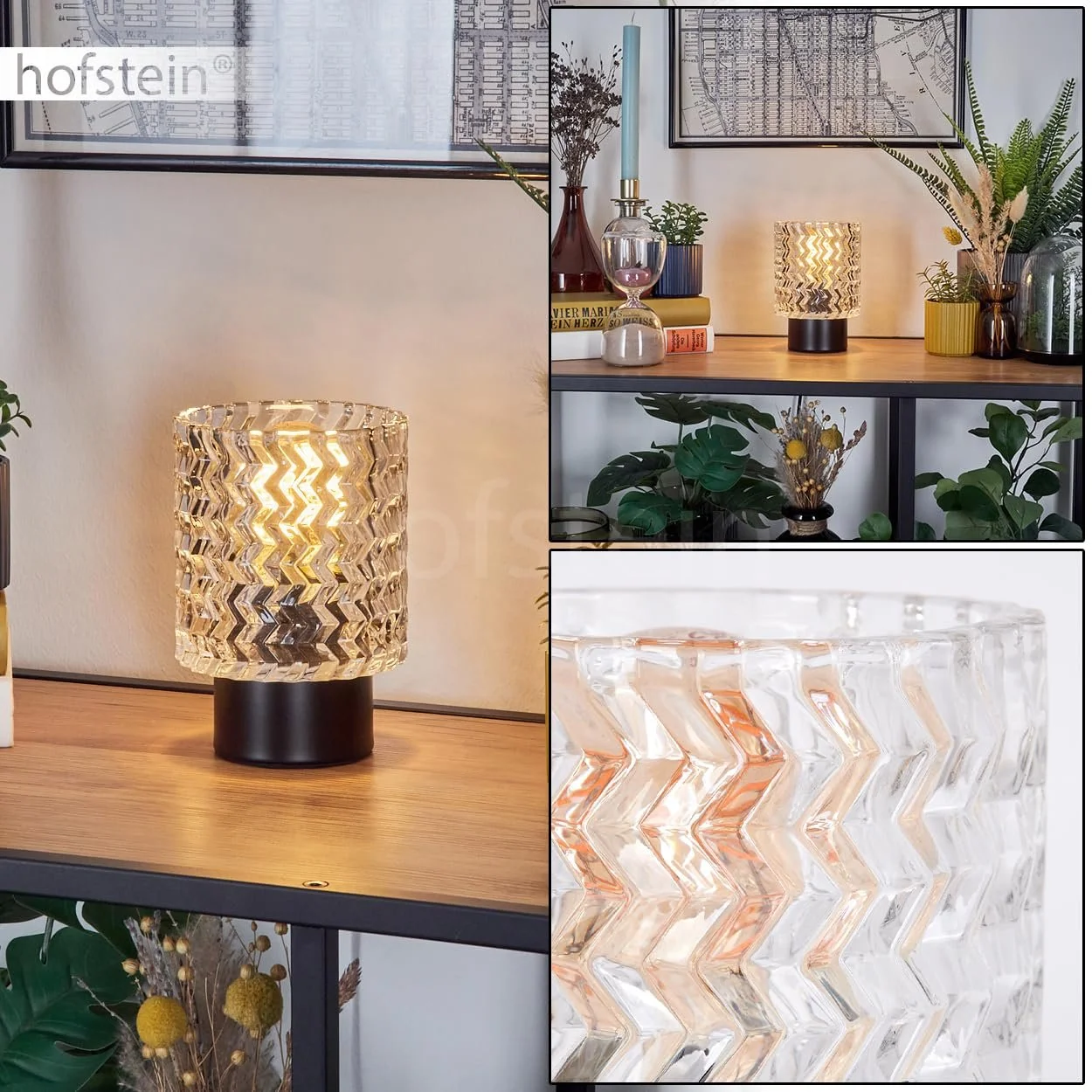 Настільна лампа Falgorosa Метал / Скло Modern Vintage Retro 11 см 1 x E27 Чорний/Прозорий, фото №2