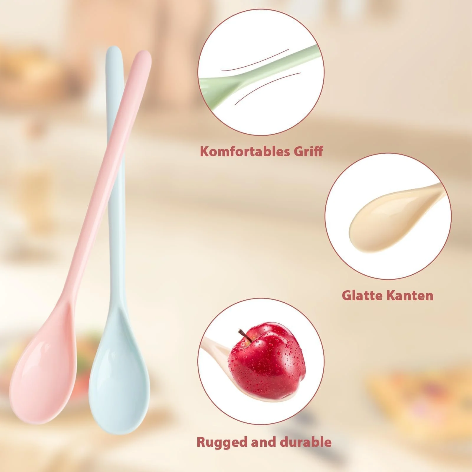 Ложка пластиковая 183 x 28 см розовый (5 шт в упаковке), фото №4