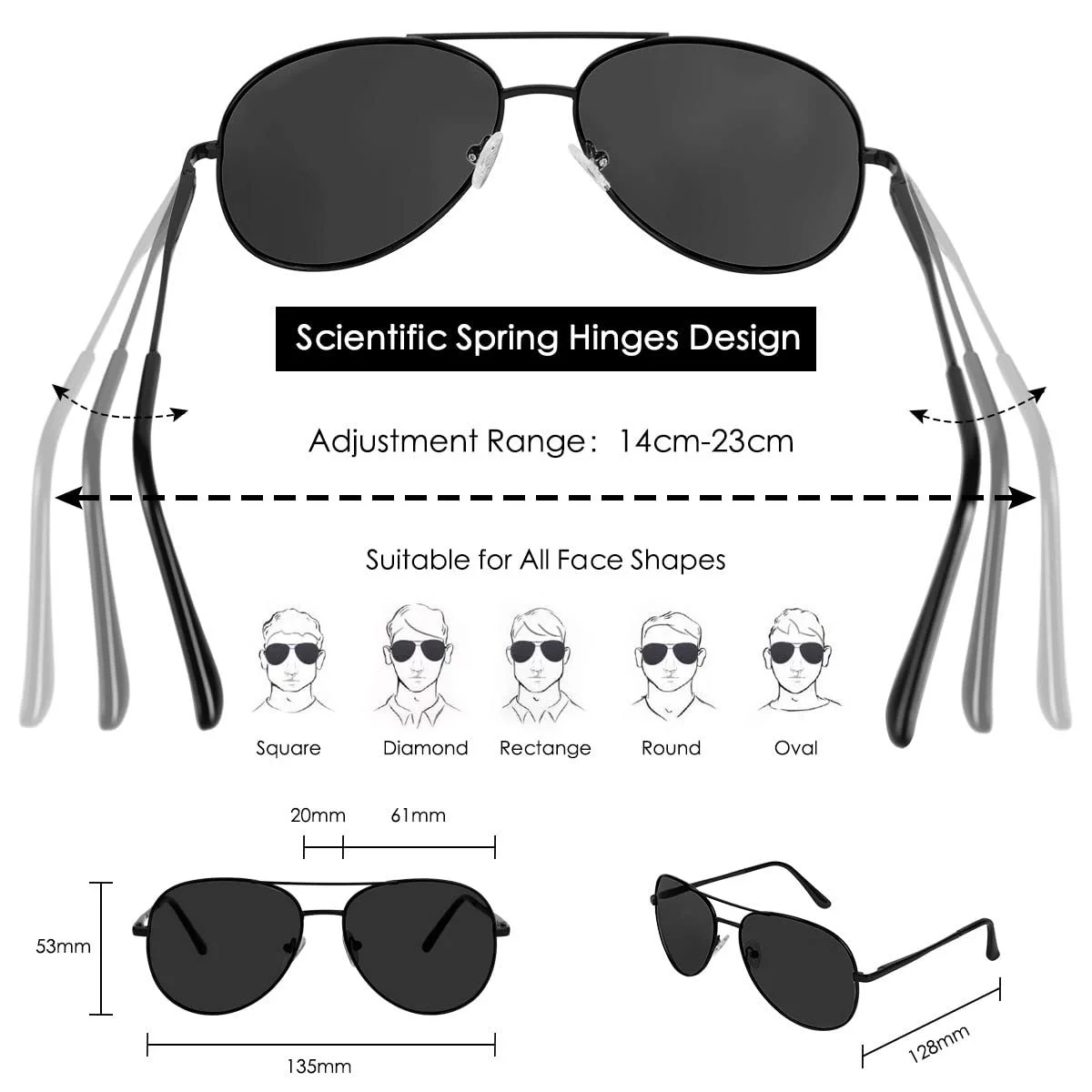 Солнцезащитные очки URAQT Ретро Винтаж Черный, фото №3