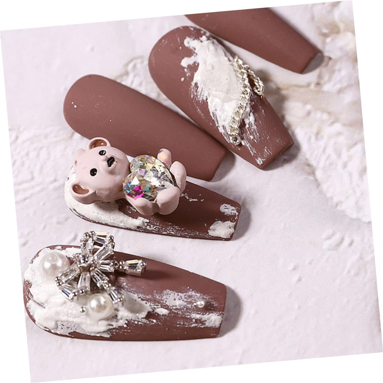 Стразы для ногтей Healvian Мишка 3D 5 шт, фото №9