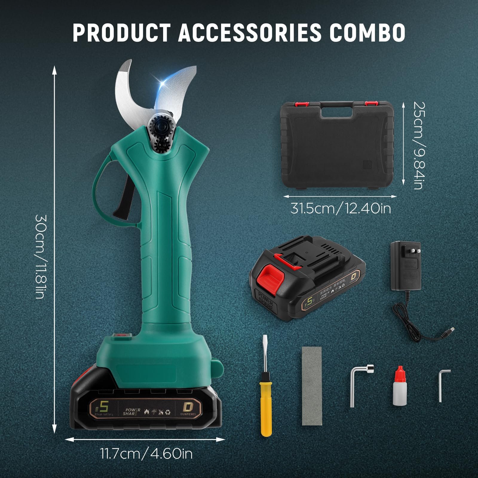 Електричний секатор Акумуляторний Professional Сумісний з Makita 21 V батареєю, Макс. 30 мм Діаметр різу, SK5 леза, безщітковий двигун, для садівництва, фото №6