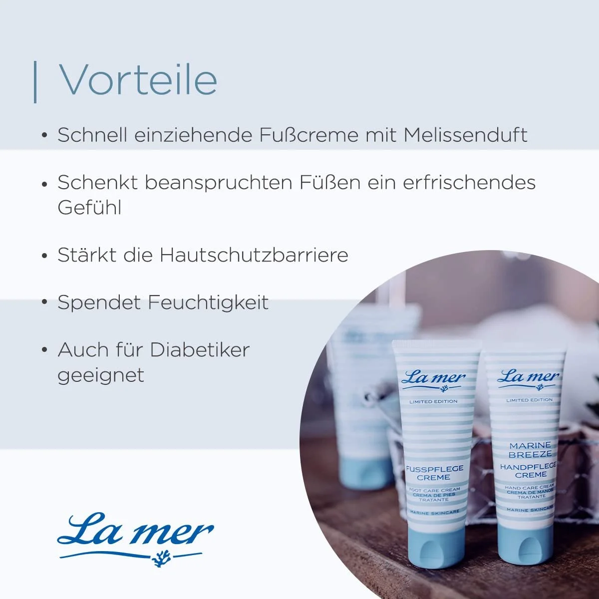 Крем для ног La mer Marine Breeze увлажняющий с ароматом мелиссы 75 мл, фото №4