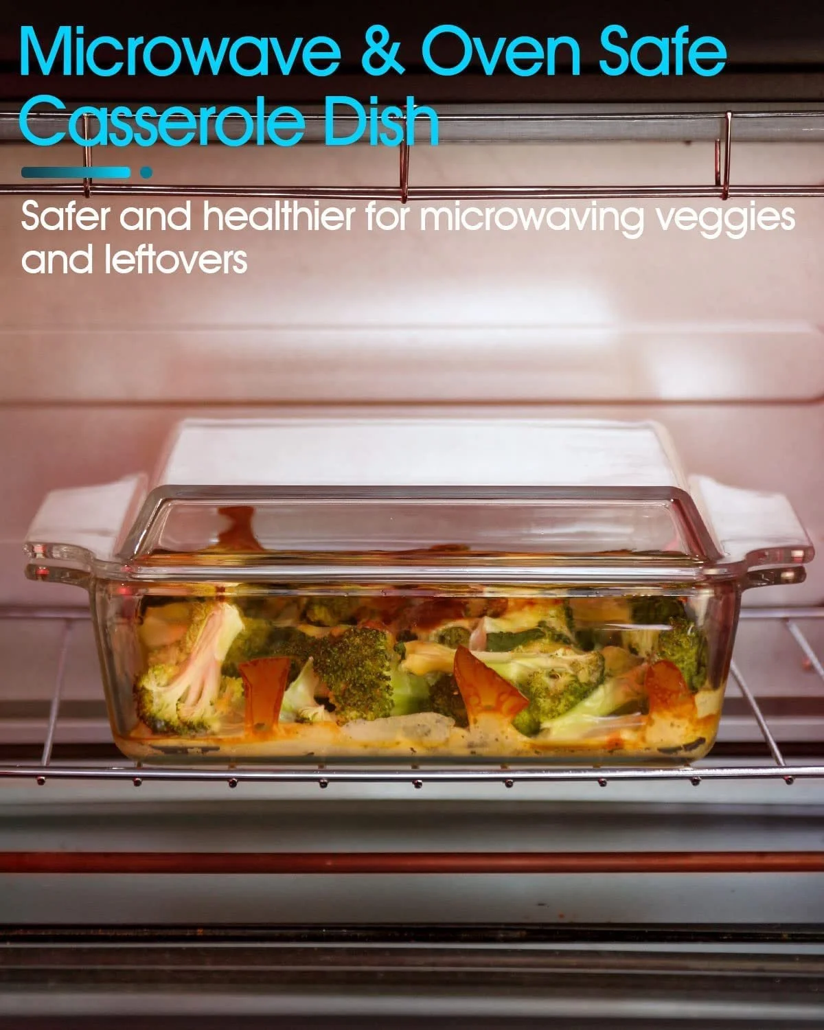 Стеклянная форма для запекания 1 л Квадратная с крышкой Для микроволновой печи и духовки, фото №6