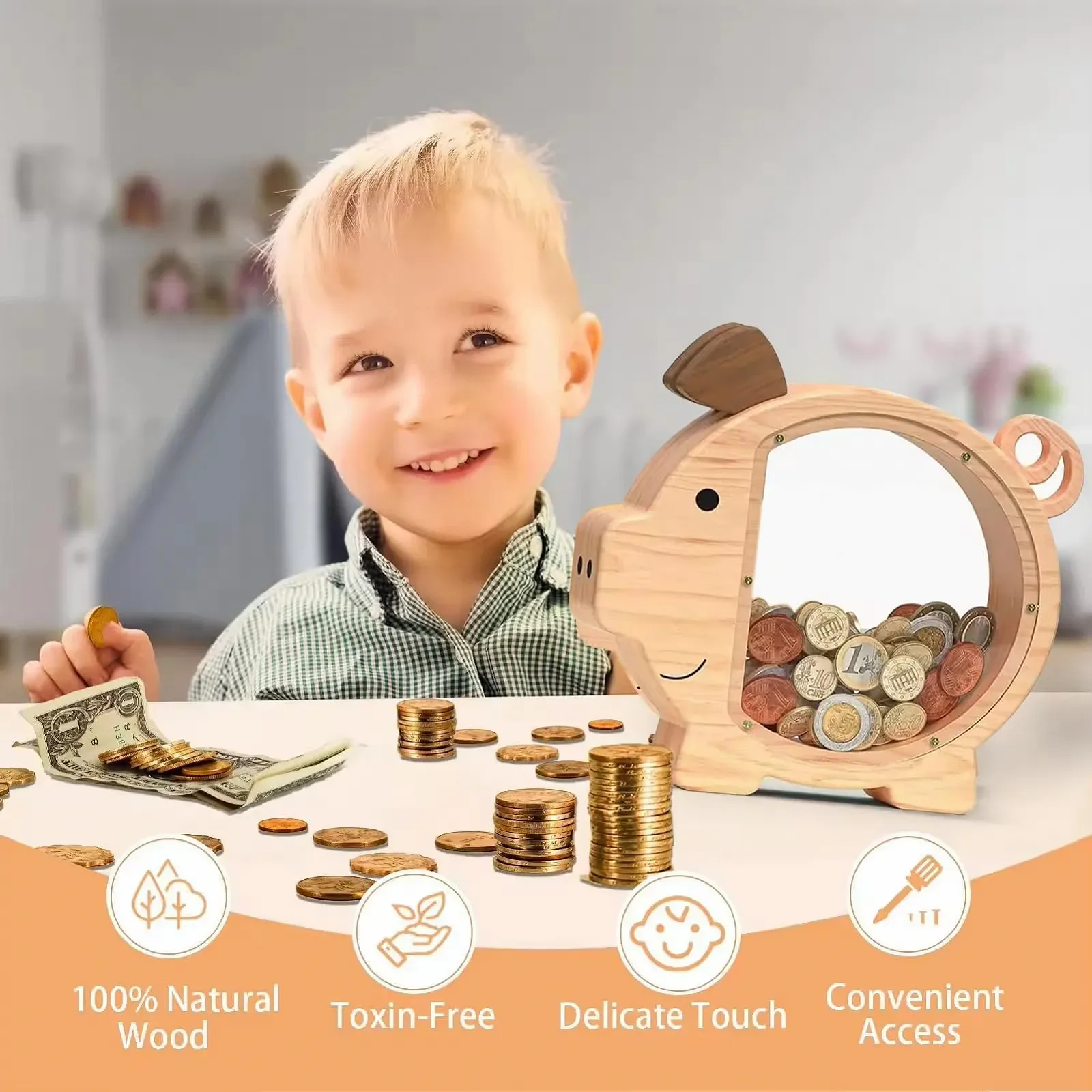 Скарбничка дерев'яна у формі тварини з акрилом, фото №3