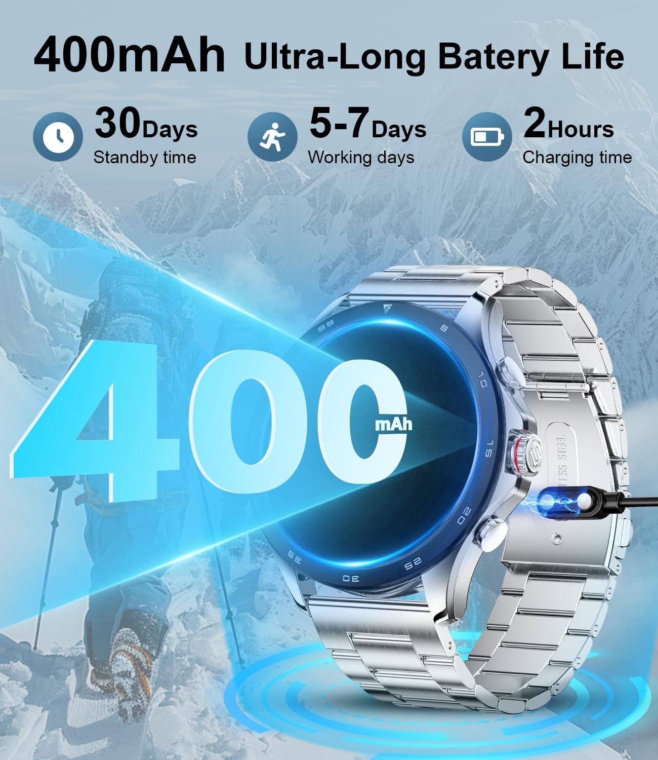 Смарт-часы LIGE 1.43 дюйма AMOLED / 400 мАч, спортивные, монитор сна, сердечного ритма, 100+ спортивных режимов, водонепроницаемые, для Android iOS, фото №8