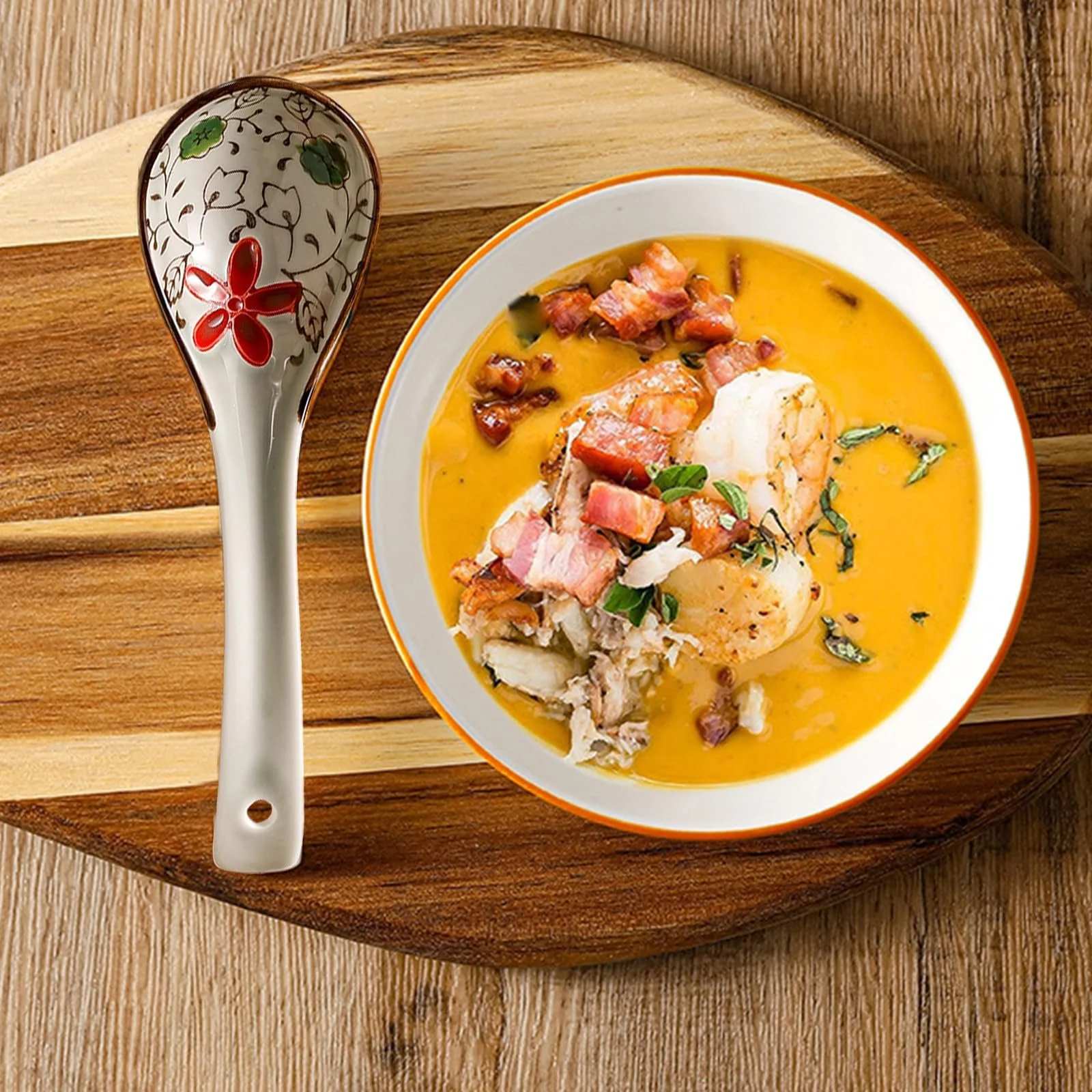 Набір з 6 азіатських ложок для супу, Керамічні китайські, фото №4 Набір з 6 азіатських ложок для супу, Керамічні китайські, фото №4