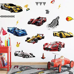 Наклейка на стіну Runtoo Racing Car Набір гоночних елементів - Фото 1