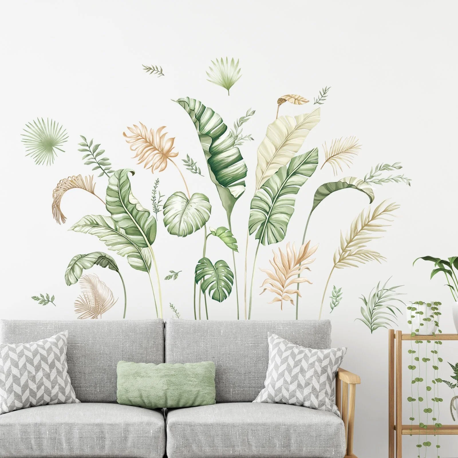 Наклейка на стіну Supzone Boho Tropical Leaves Тропічне листя Зелений, фото №7