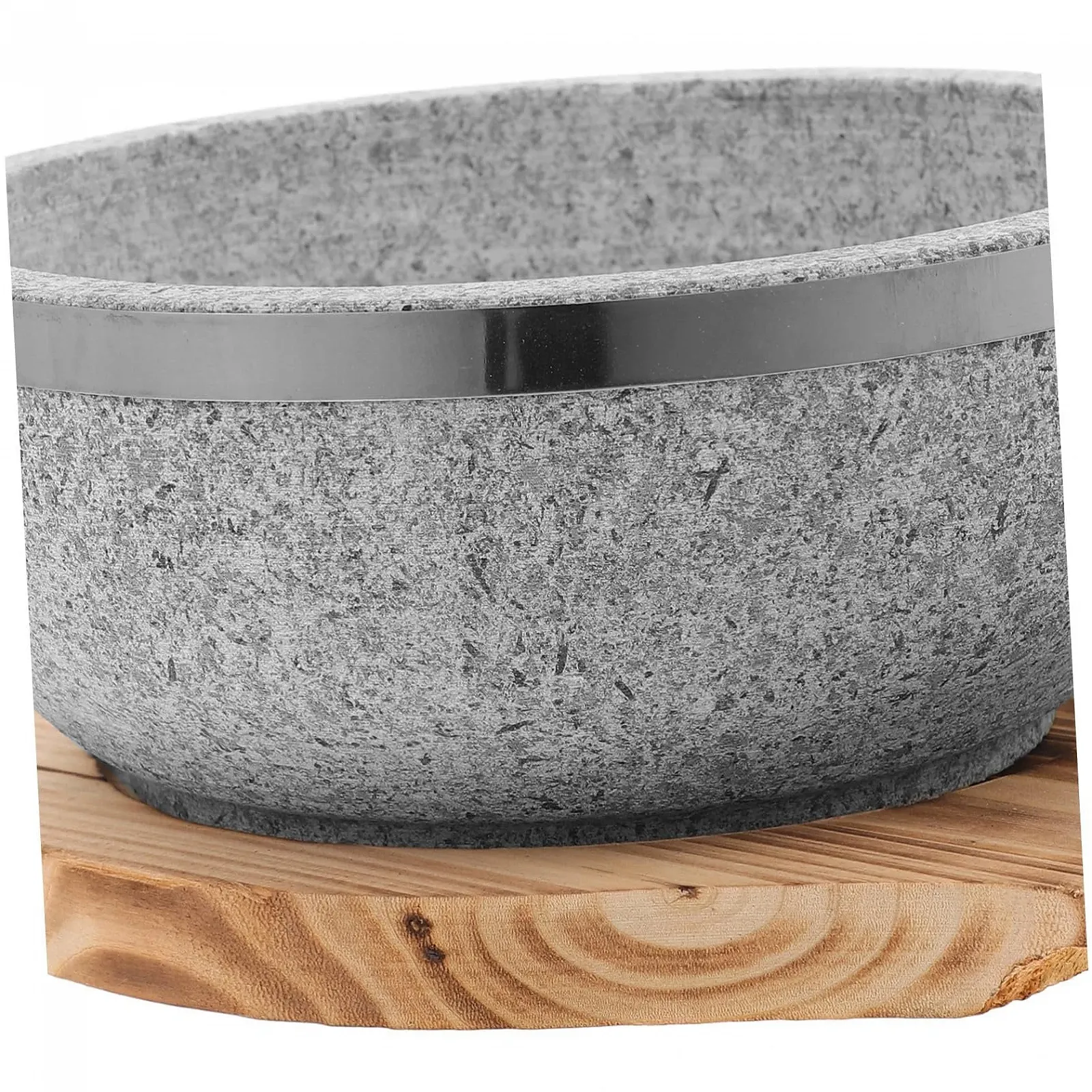 Горшок каменный с деревянной подставкой для бибимбапа большой жаропрочный, фото №7