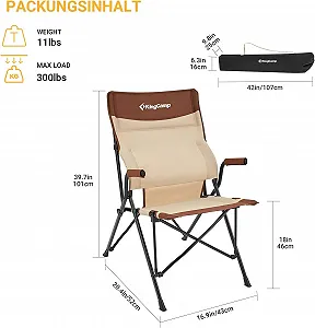 Раскладное кресло KingCamp / до 136 кг / Коричнево-бежевый цена на synthetic.ua - Фото 1 Раскладное кресло KingCamp / до 136 кг / Коричнево-бежевый synthetic.ua - Фото 1