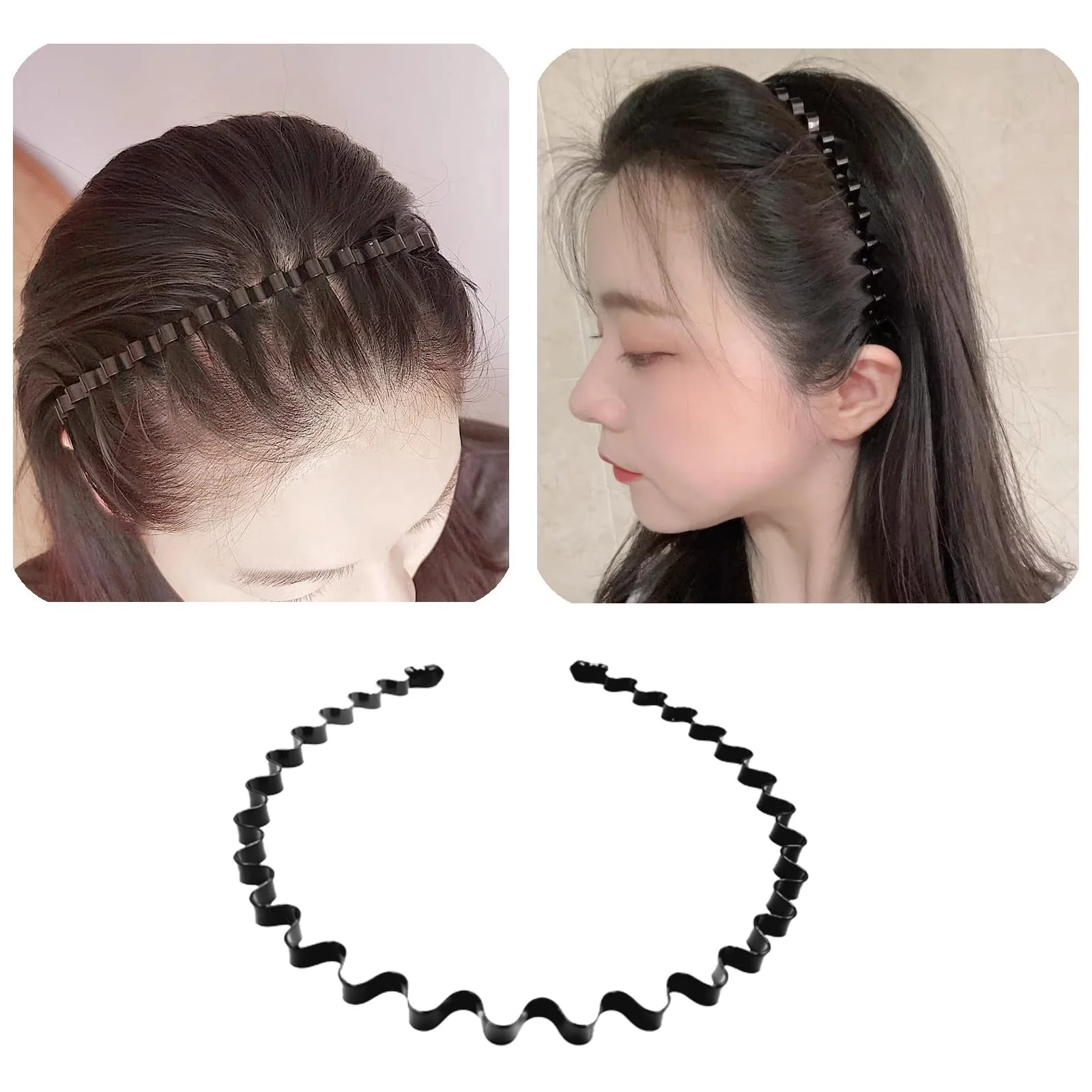 Обруч Метал набір 12шт Хвилястий Зигзаг Чорний, фото №7