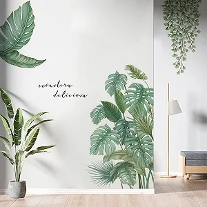 Наклейка на стіну (2 шт.) Plants Tropical Leaves Green Nature Jungle synthetic.ua - Фото 1
