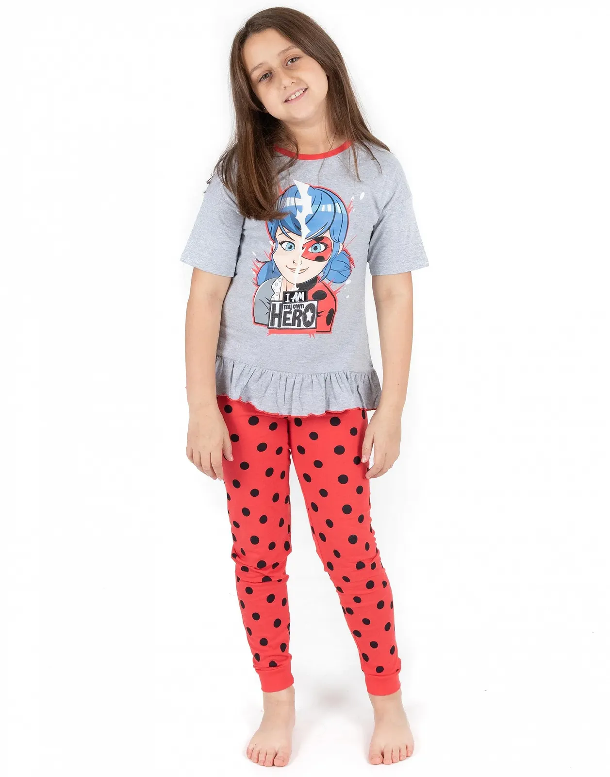 Піжама Miraculous для дівчат, футболка Ladybird Superhero та довгі або короткі штани PJS, фото №3