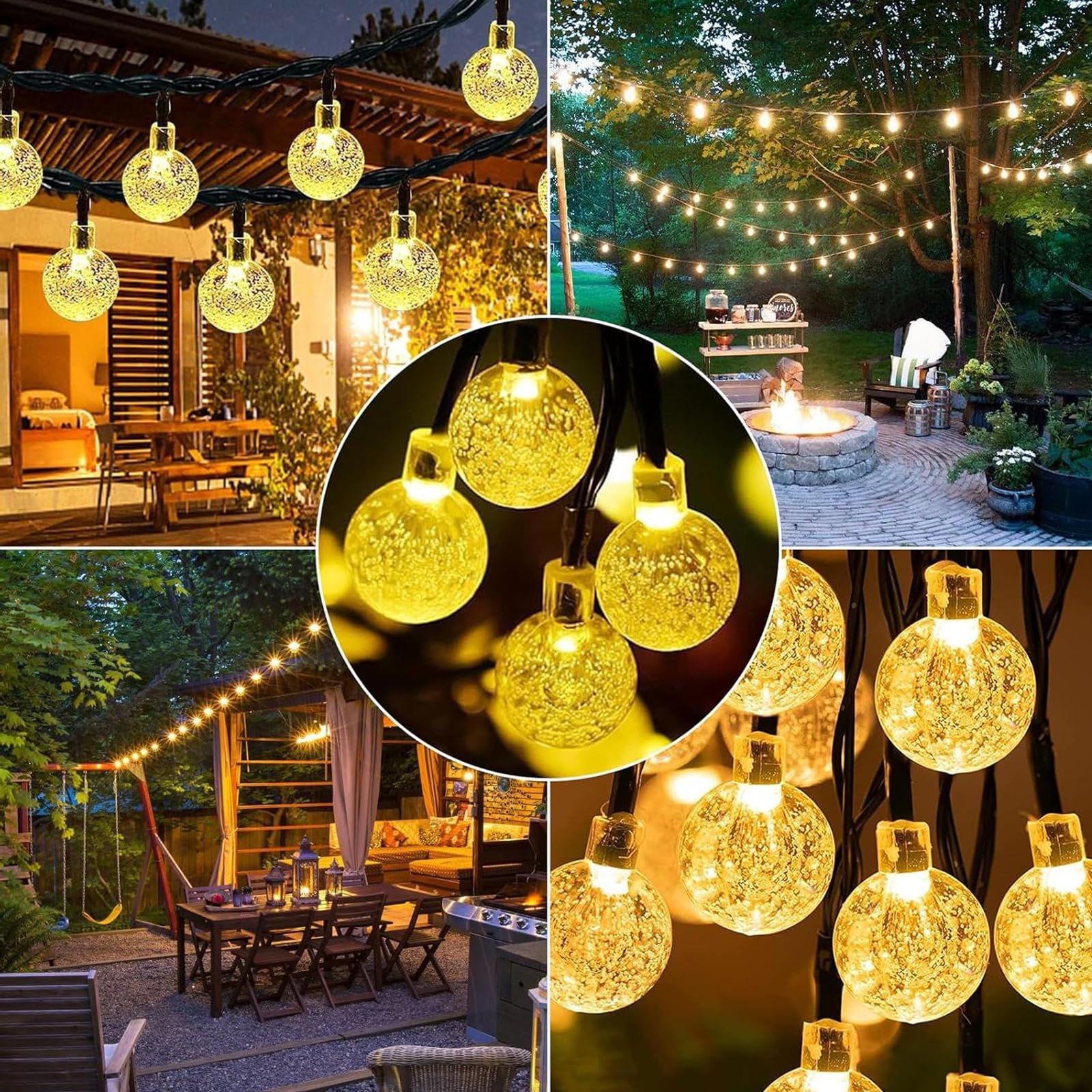 Світлодіодна Сонячна Гірлянда ALEGRE 10 м 50 LED Кришталеві Кулі Теплий Білий, фото №4