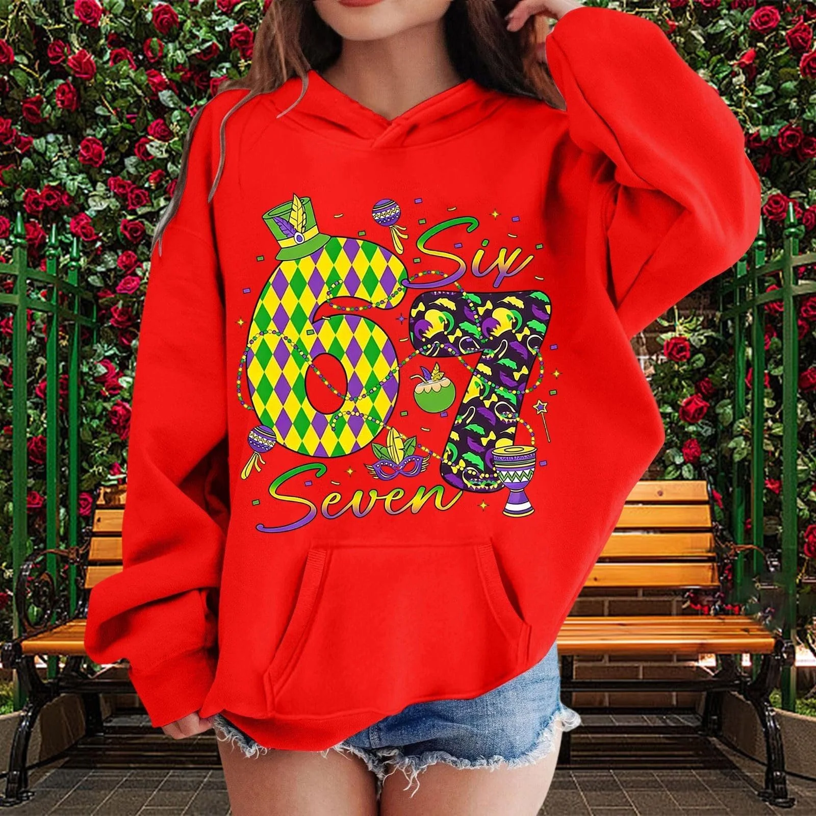 Толстовки 67 Six Seven Meme С длинным рукавом Карнавальная толстовка с капюшоном с принтом 67 Удобный мягкий свитшот Preppy Свитшот для мальчиков девочек Повседневная модная толстовка с капюшоном, фото №3
