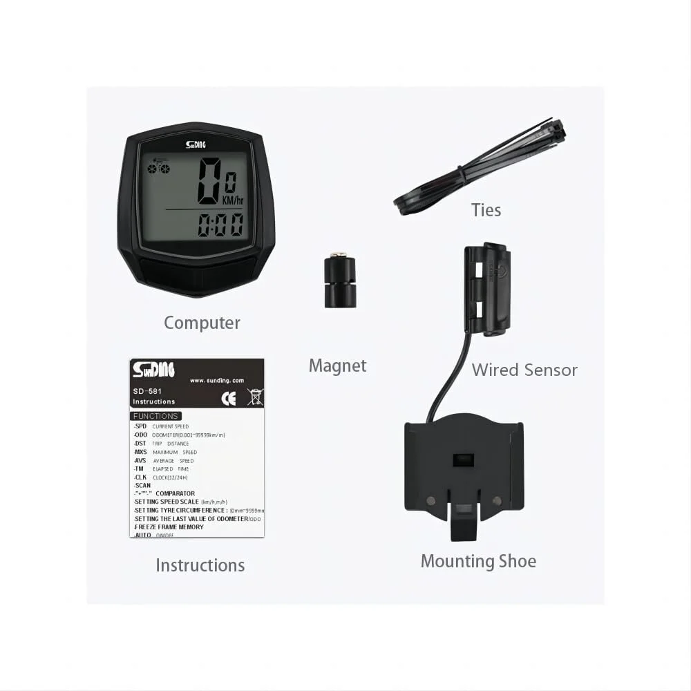 Велокомпьютер zalati Speedometer Stopwatch LCD Display Wired Sensor, фото №3