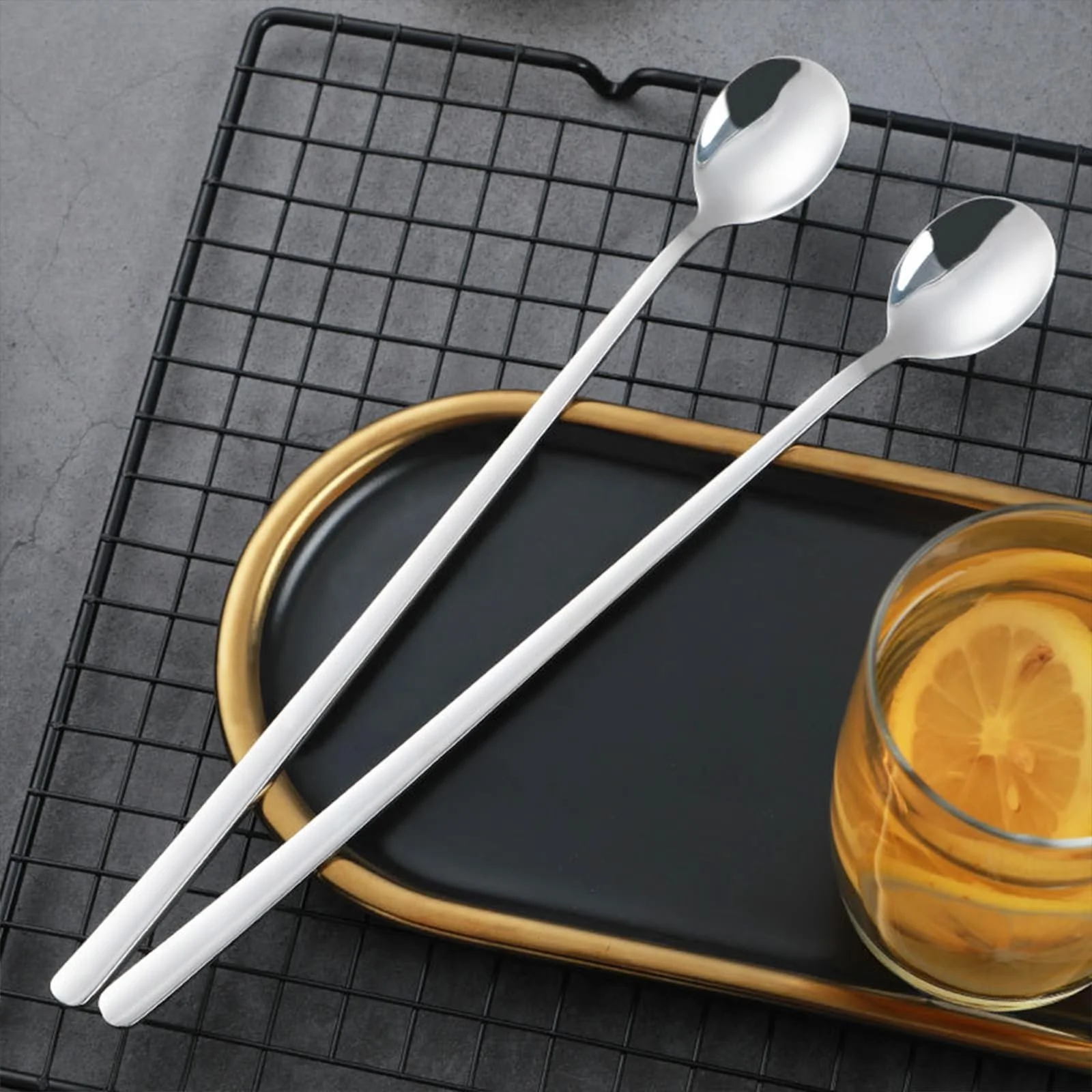 Набір з 4 ложок з довгою ручкою 24 см, нержавіюча сталь, лате макіато, фото №7