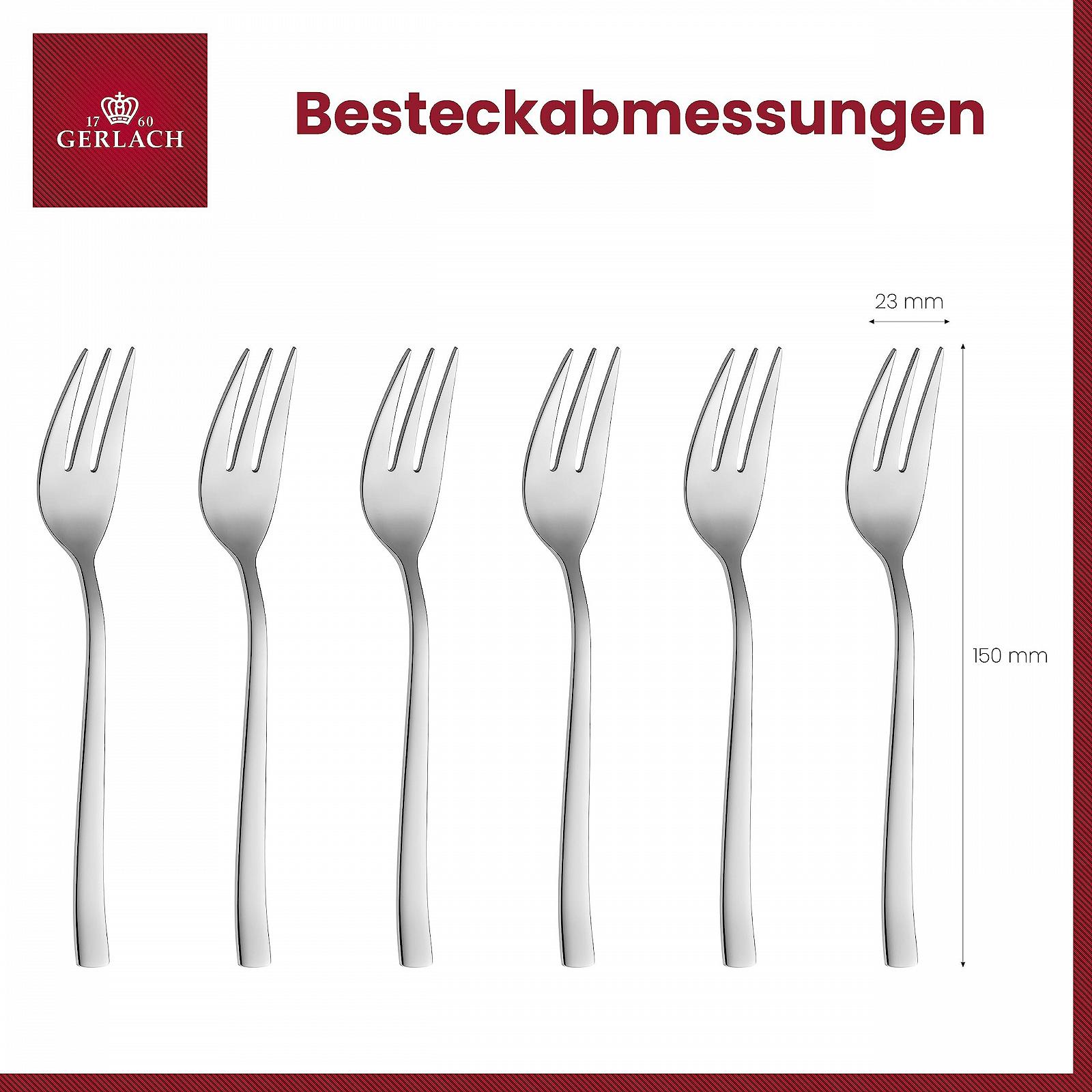 Вилка для торта Gerlach Onda, набор на 6 персон, маленькие вилки, десертные столовые приборы, нержавеющая сталь, глянцевые, набор 6 шт., фото №3 Вилка для торта Gerlach Onda, набор на 6 персон, маленькие вилки, десертные столовые приборы, нержавеющая сталь, глянцевые, набор 6 шт., фото №3