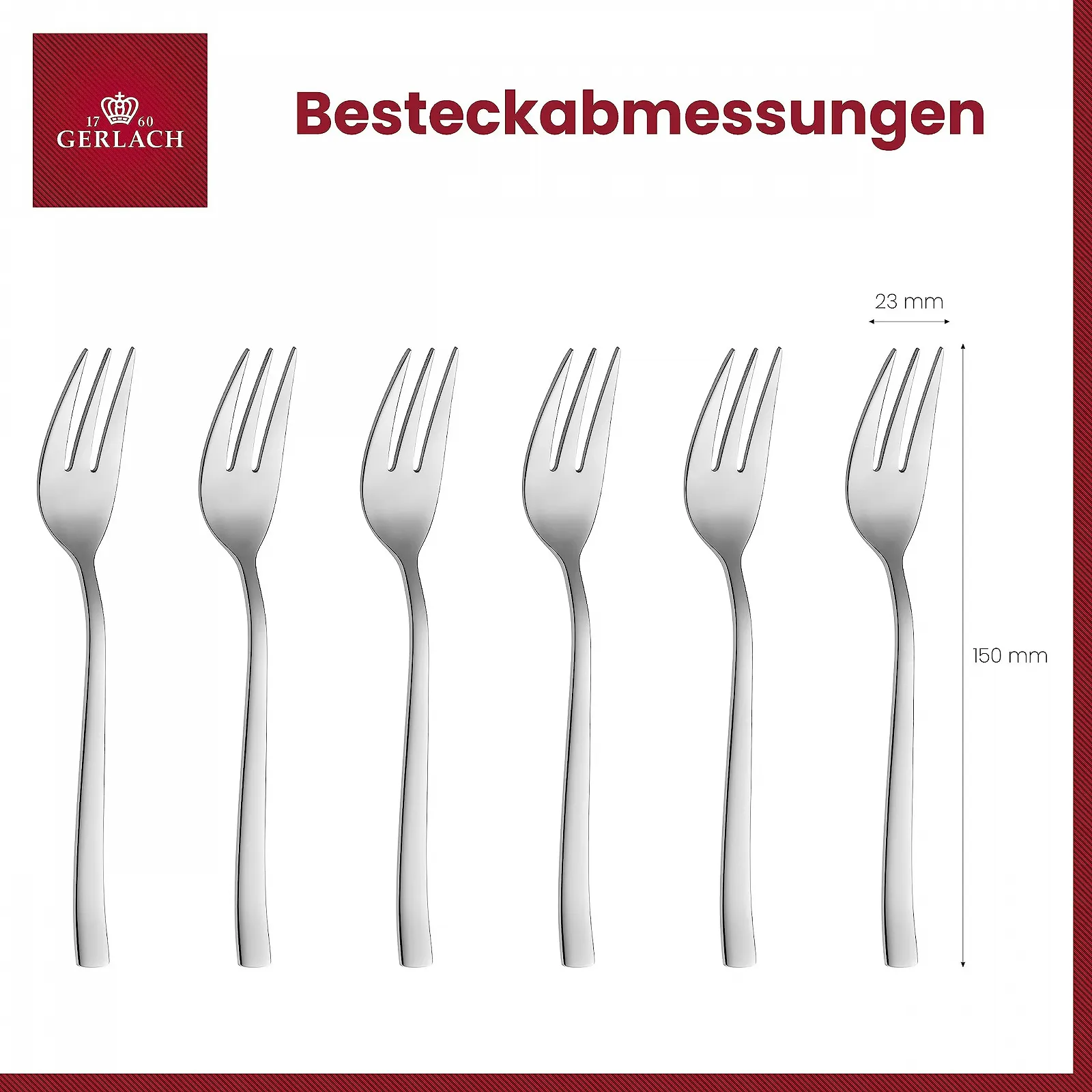 Вилка для торта Gerlach Onda, набір для 6 осіб, маленькі виделки, десертні столові прибори, нержавіюча сталь, глянцеві, набір 6 шт., фото №3 Вилка для торта Gerlach Onda, набір для 6 осіб, маленькі виделки, десертні столові прибори, нержавіюча сталь, глянцеві, набір 6 шт., фото №3