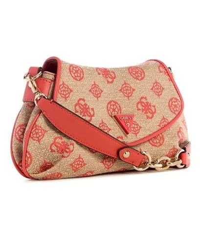 Сумка через плече GUESS Beyza Flap, коралово-червоний логотип, фото №2