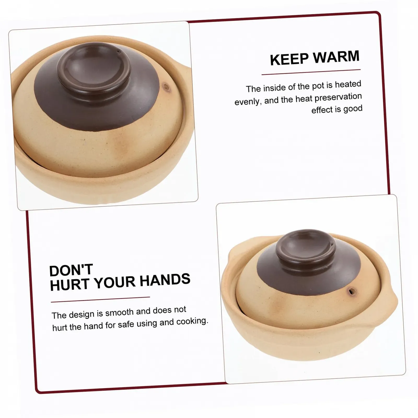 Кастрюля-кокор VALICLUD керамическая с крышкой энергосберегающая термостойкая для плит, фото №3