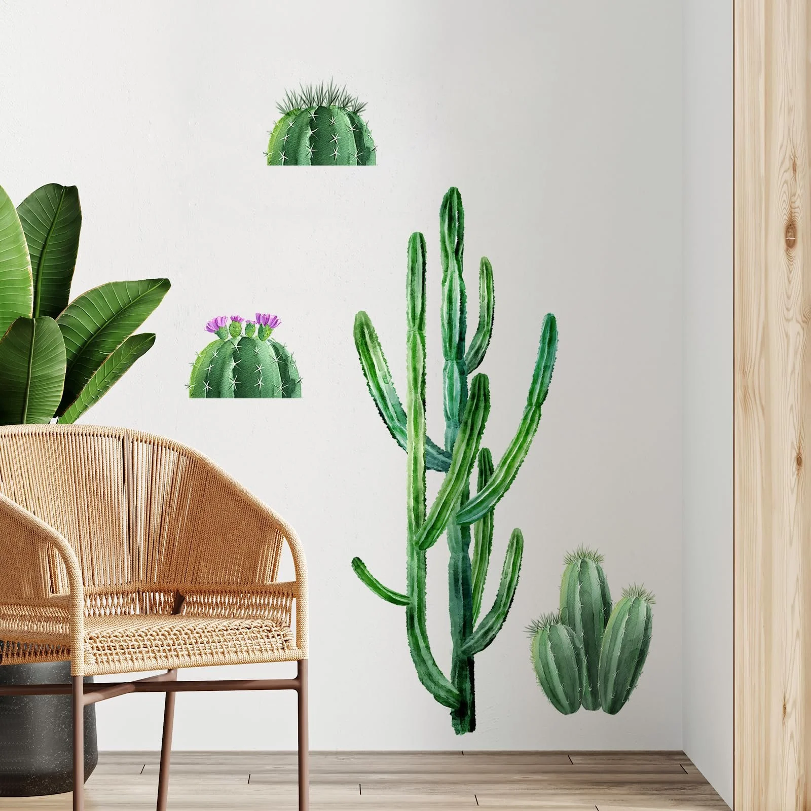 Наклейка на стіну Supzone Кактус Тропічні рослини зелена, фото №4