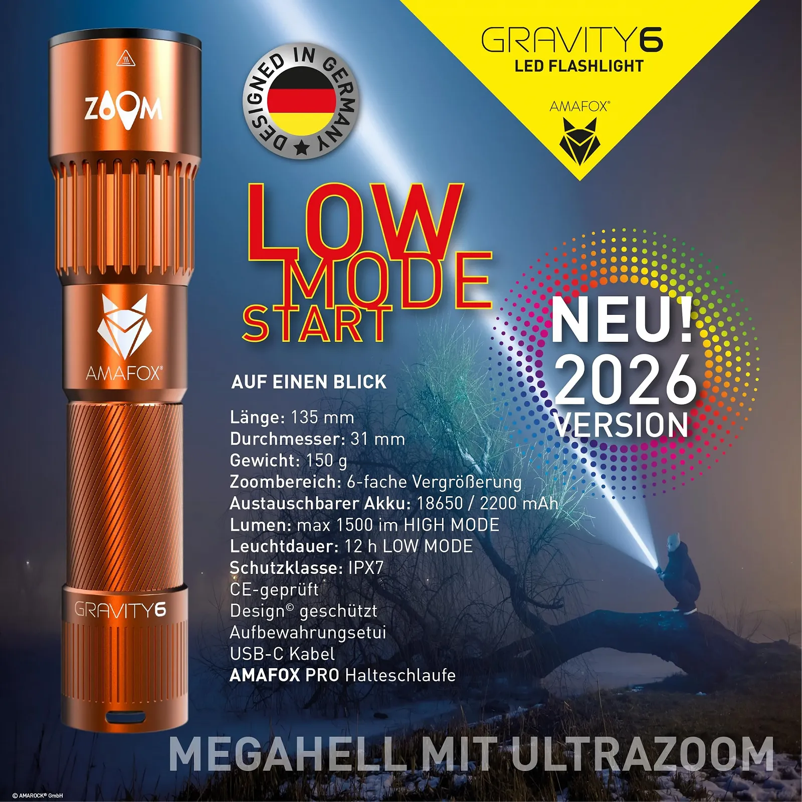 Фонарь LED G6 Xenon Megabeam High Performance Аккумуляторный Бронзовый, фото №6