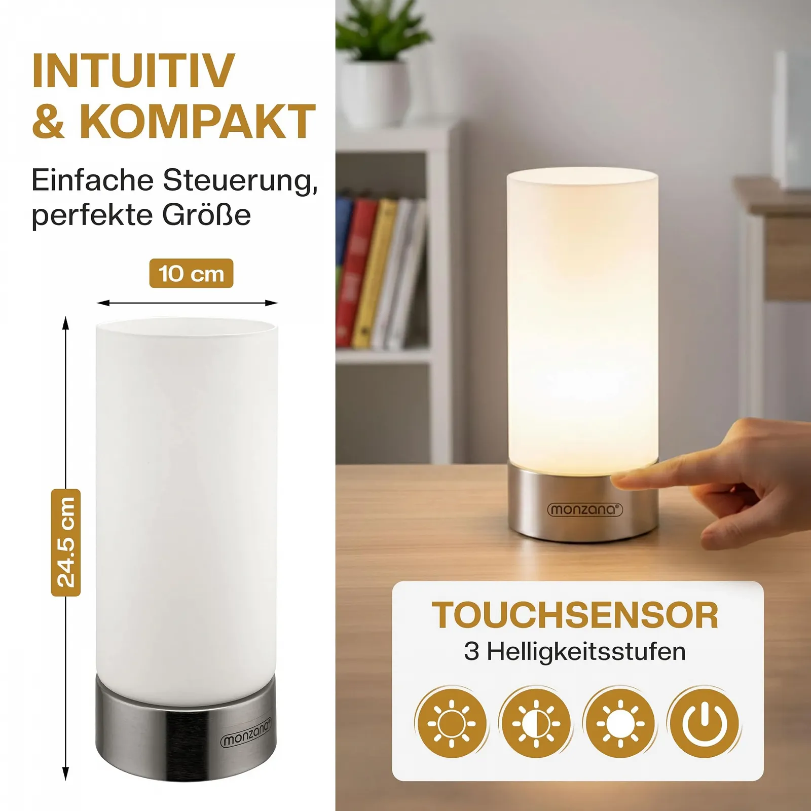 Настільні лампи Monzana Набір 2 шт Сенсорні 3 рівні яскравості, фото №5