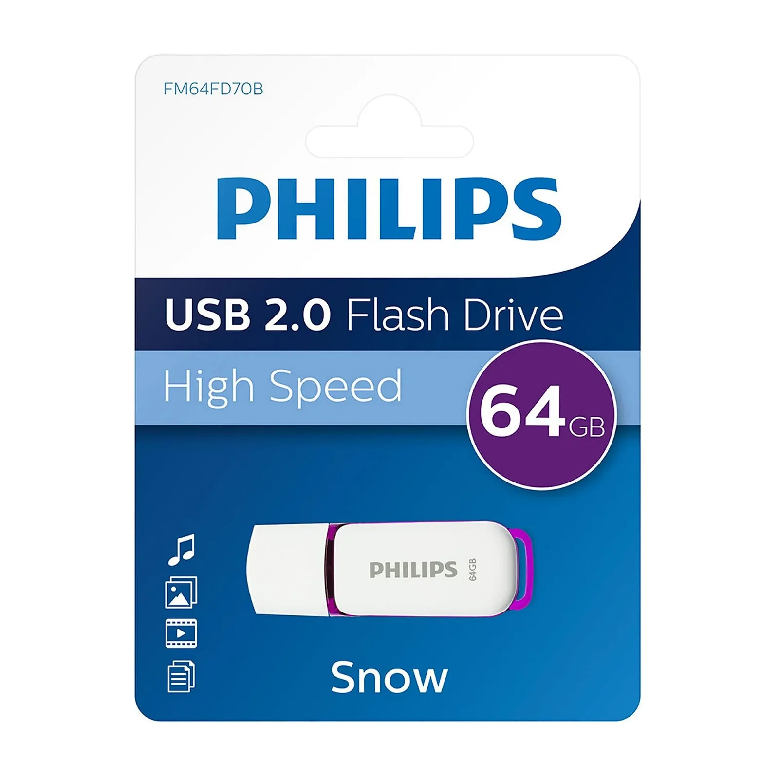 USB флеш-накопичувач Philips Snow Edition 2.0 64 ГБ White/Purple, фото №2
