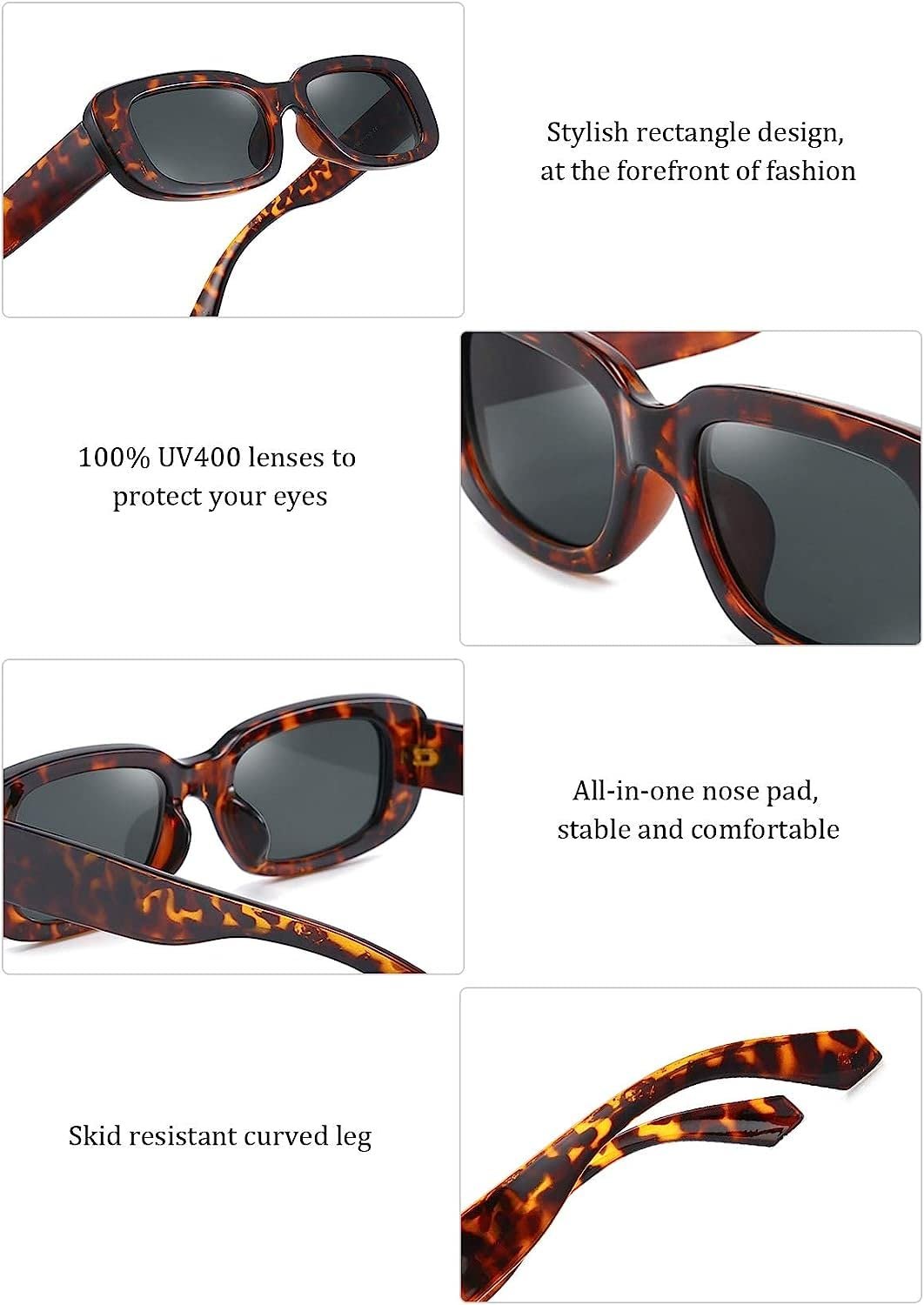 Сонцезахисні окуляри Прямокутні Dollger для жінок Ретро Модні UV 400 Захист, фото №4