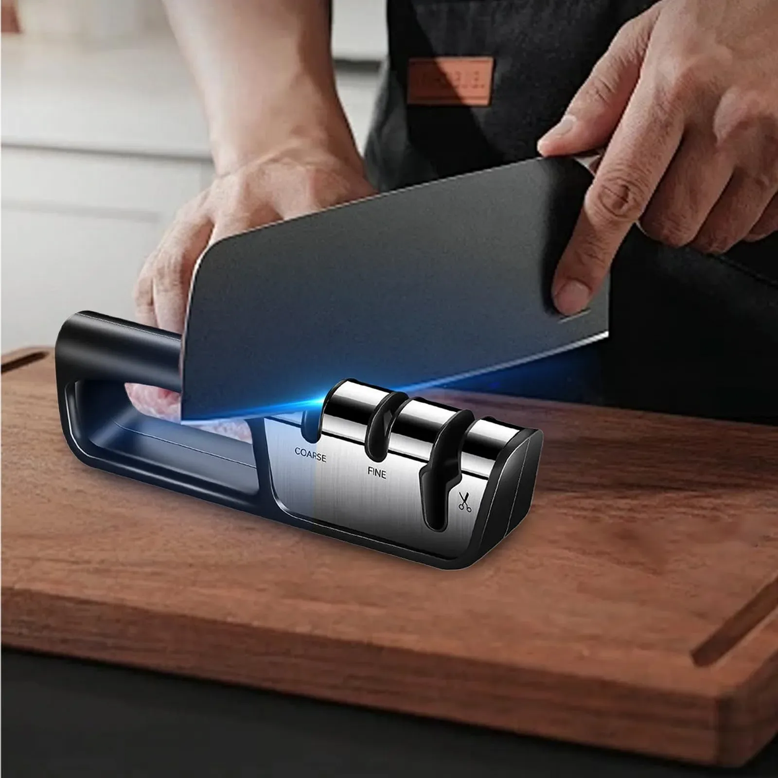 Точилка для ножей и ножниц Smart Knife Sharpener 3-ступенчатая профессиональная ручная, фото №3