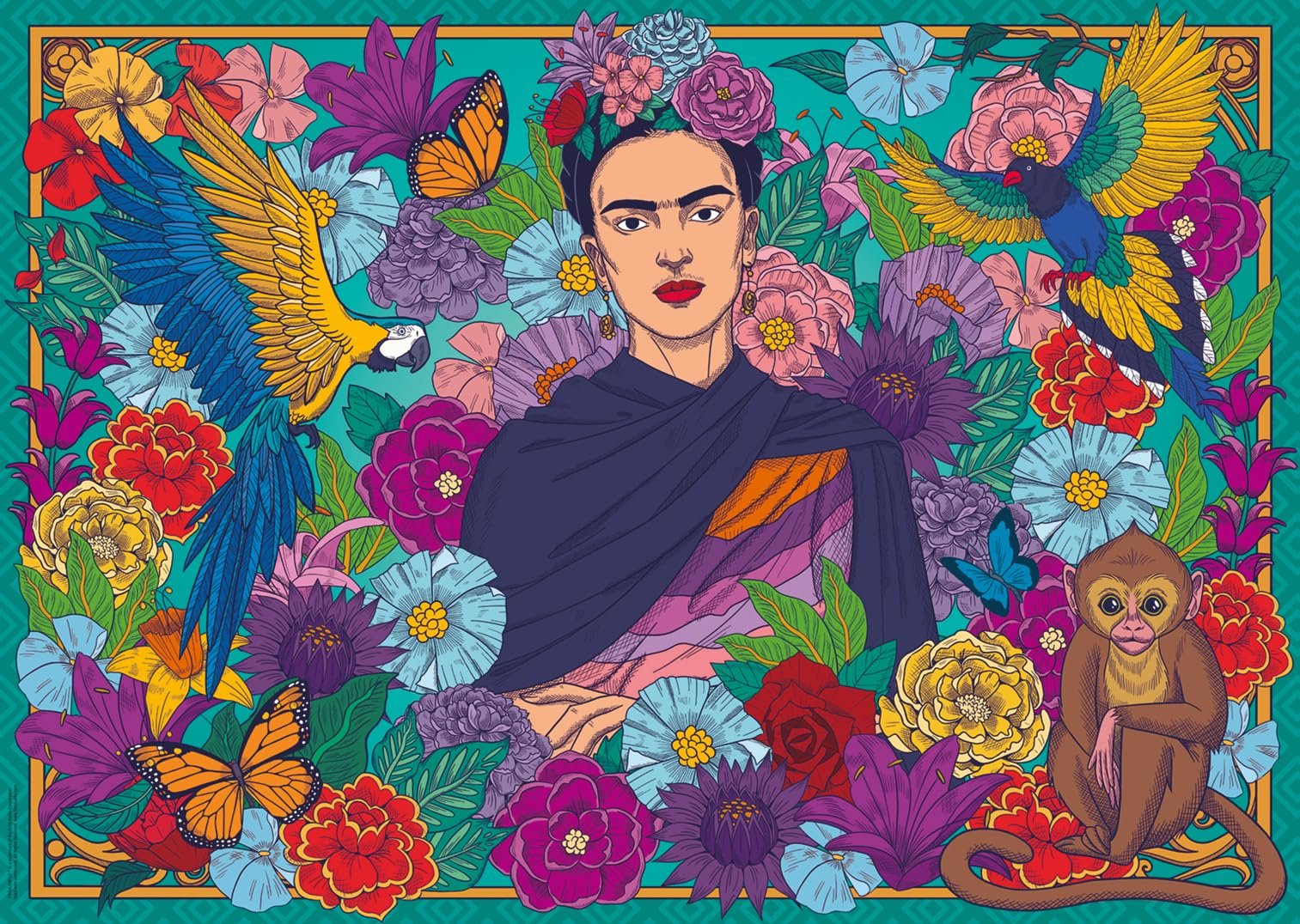 Пазл Ravensburger Frida Kahlo's Paradise: Parrot, Monkey and Blooms 12001475 1000 элементов, фото №1