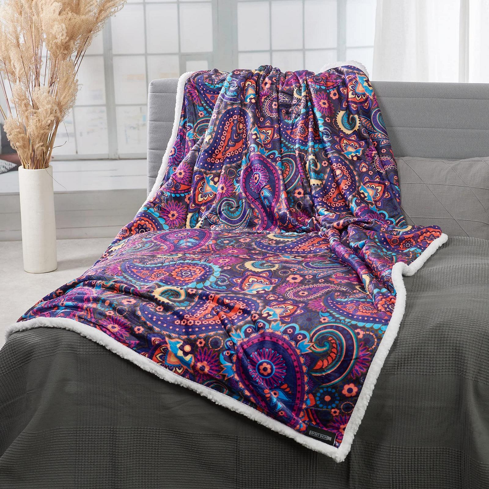 Покривало HOME DREAM Colourful Paisley, покривало, Покривало для дивану, Покривало шерпа, 150 x 200 см, фото №3 Покривало HOME DREAM Colourful Paisley, покривало, Покривало для дивану, Покривало шерпа, 150 x 200 см, фото №3