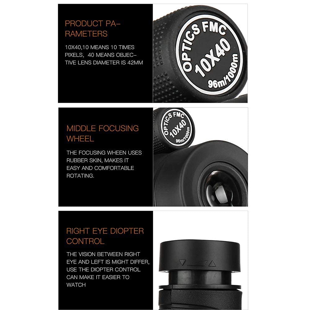 Монокуляр High Performance 10x40 HD Waterproof Compact с Трипод Multi Coated BAK4 Zoom Lens, фото №7